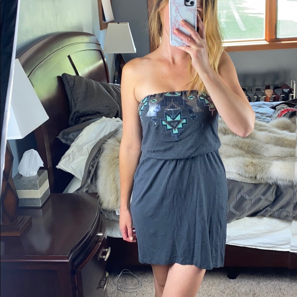 Express Strapless Tribal Sequin Empire Waist Dress | Size Small | Removable Stra